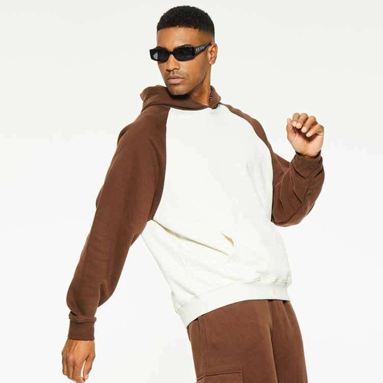 White, brown contrast design hoodieS