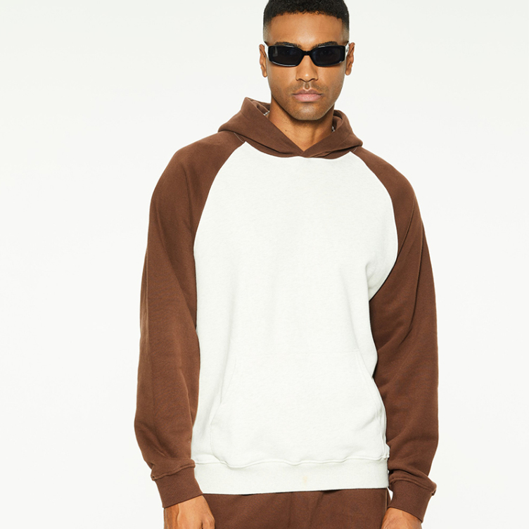 White, brown contrast design hoodieS