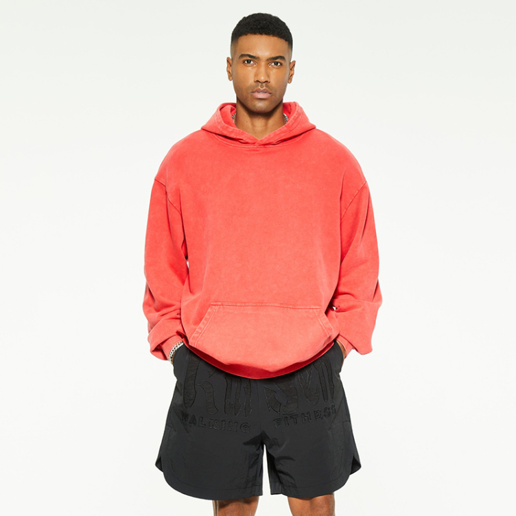 Trend heavy solid color high street pullover hoodies