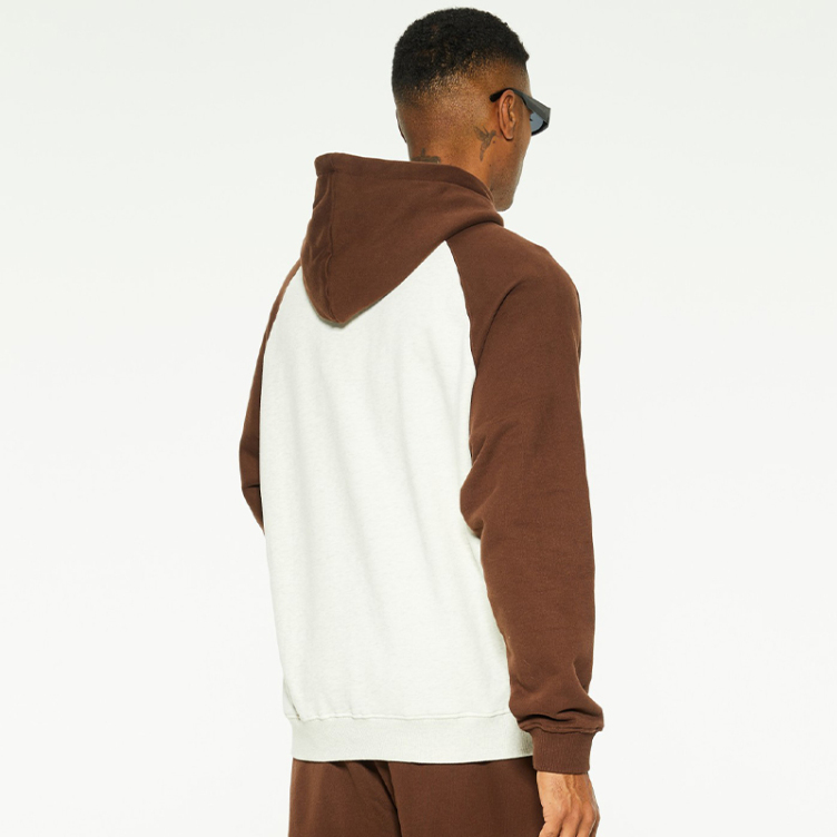 White, brown contrast design hoodieS