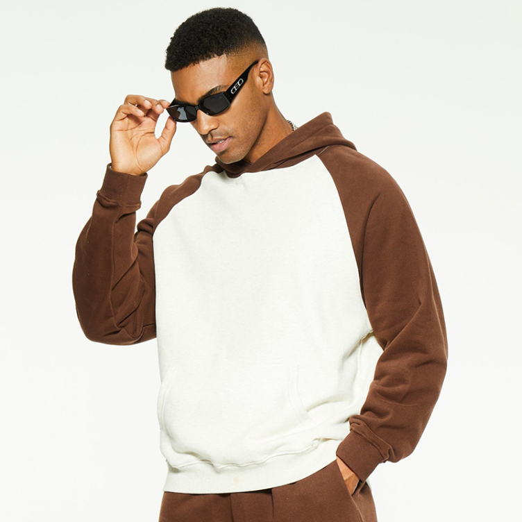 White, brown contrast design hoodieS