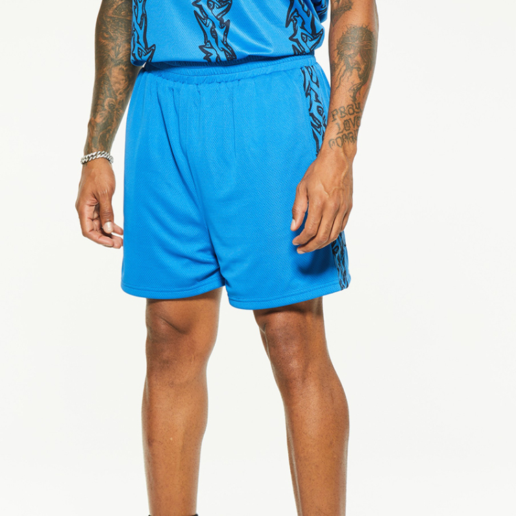 High street style monogram mesh breathable double shorts
