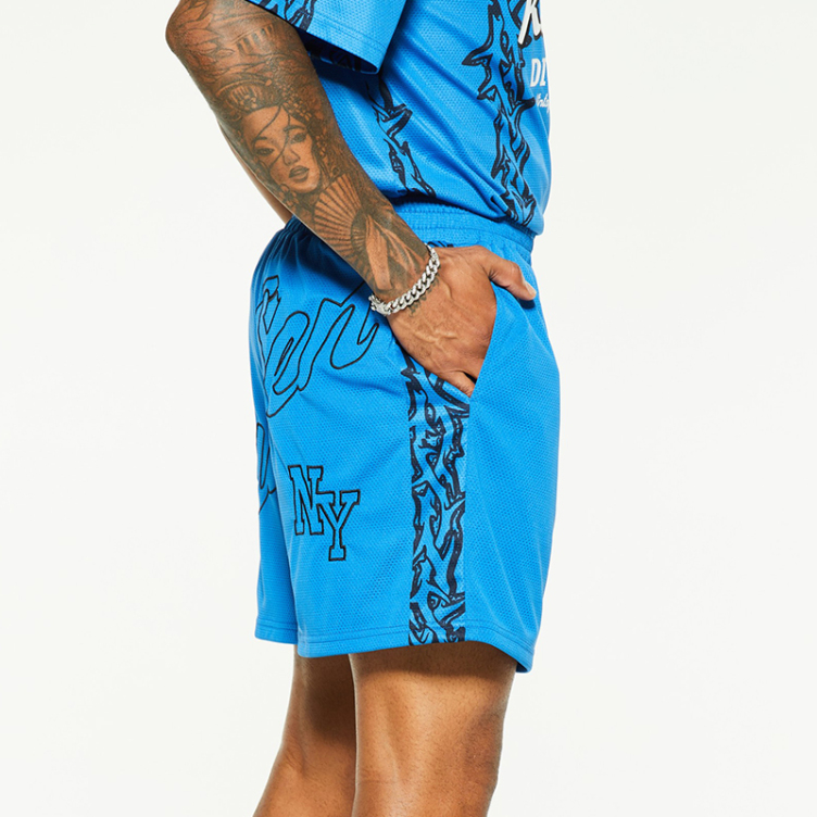 High street style monogram mesh breathable double shorts