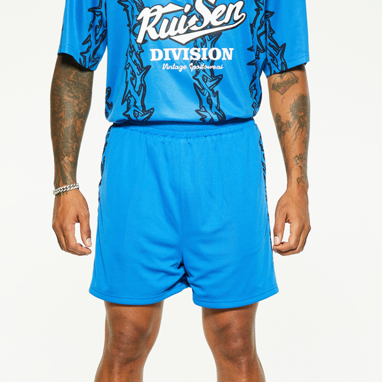 High street style monogram mesh breathable double shorts