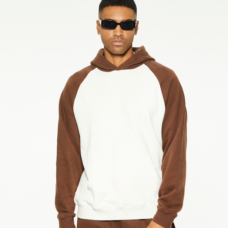 White, brown contrast design hoodieS