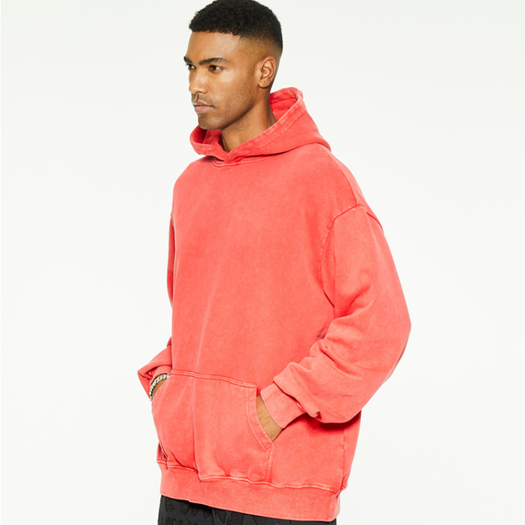 Trend heavy solid color high street pullover hoodies