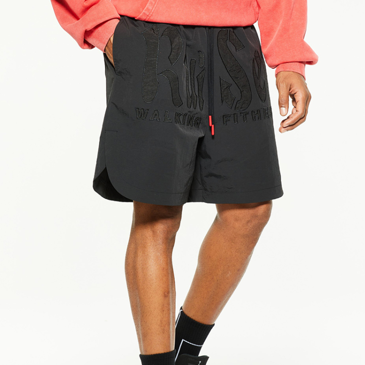Patch embroidery trend letters short opening shorts