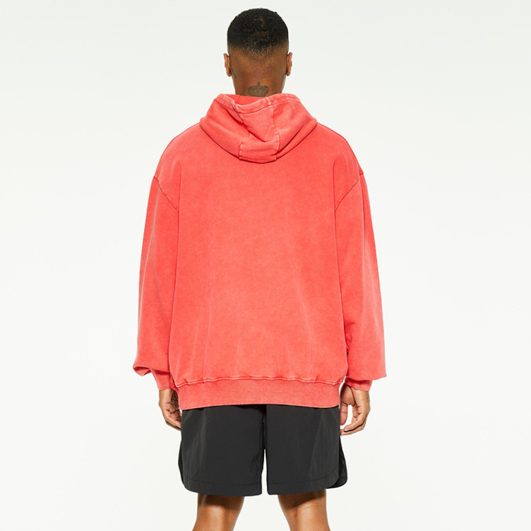 Trend heavy solid color high street pullover hoodies