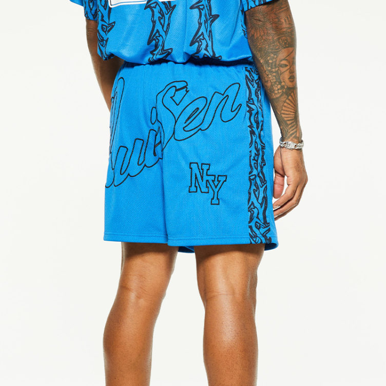 High street style monogram mesh breathable double shorts