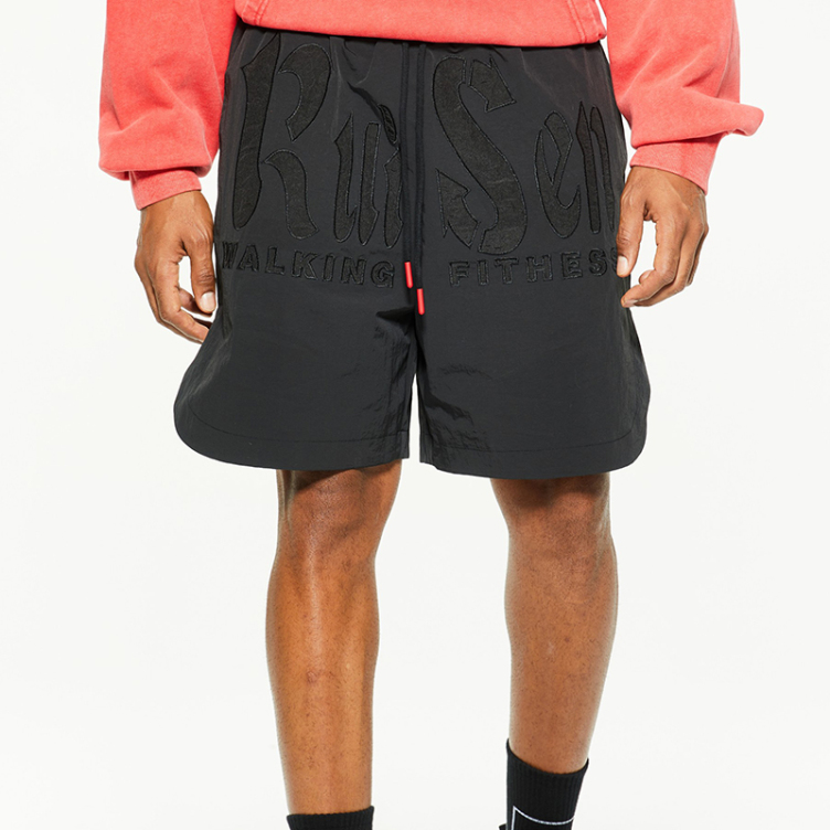 Patch embroidery trend letters short opening shorts