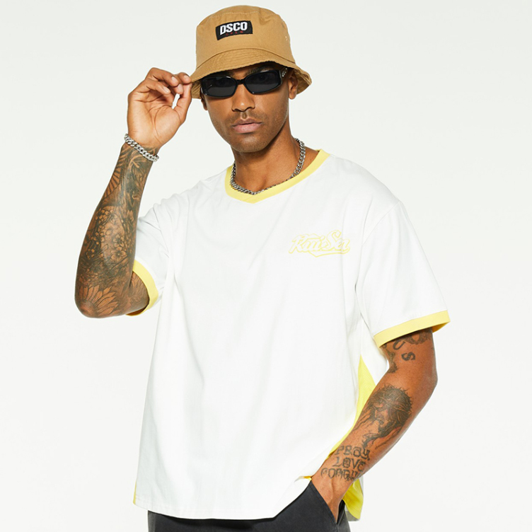 Short-sleeved casual color matching T-shirts
