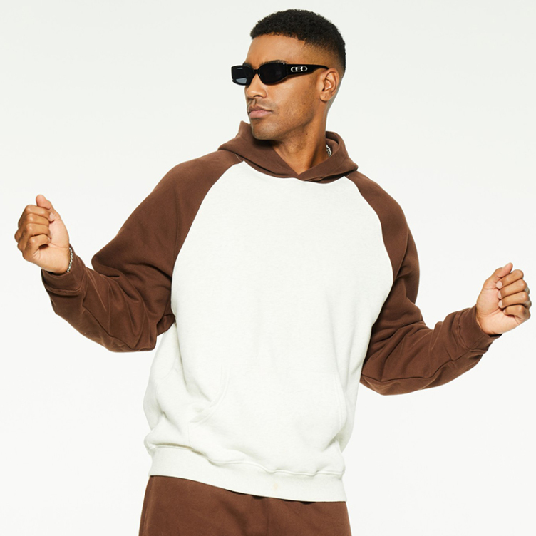 White, brown contrast design hoodieS