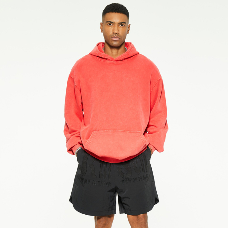 Trend heavy solid color high street pullover hoodies