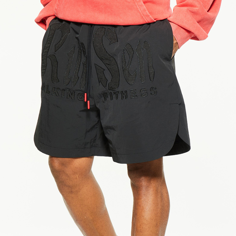 Patch embroidery trend letters short opening shorts