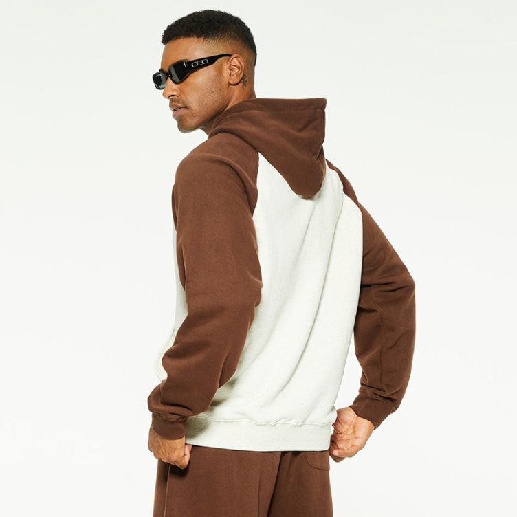 White, brown contrast design hoodieS