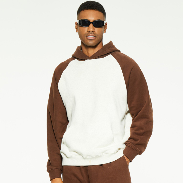 White, brown contrast design hoodieS