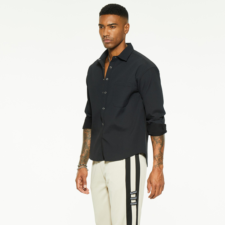 New long-sleeved lapel single color shirts