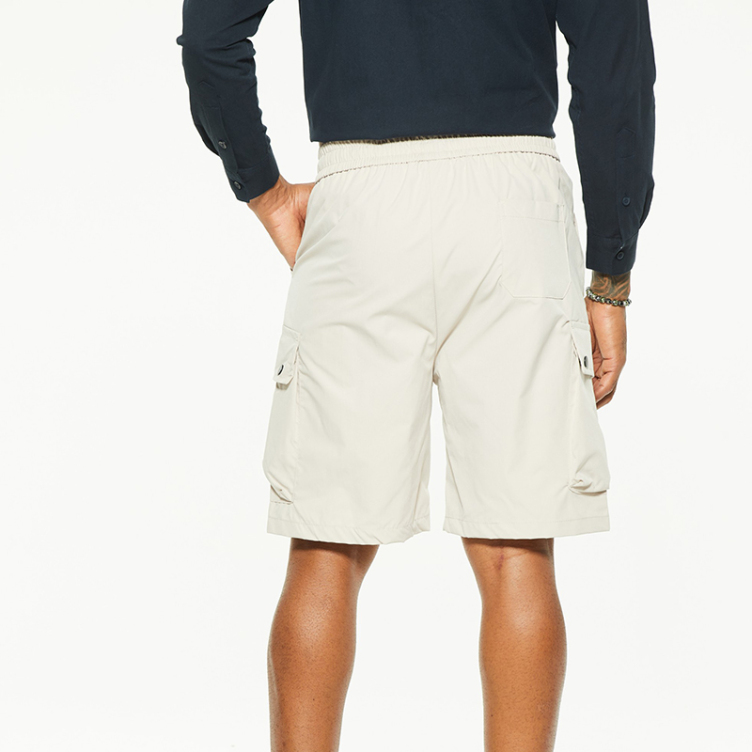 Minimalist straight leg lace-up casual shorts