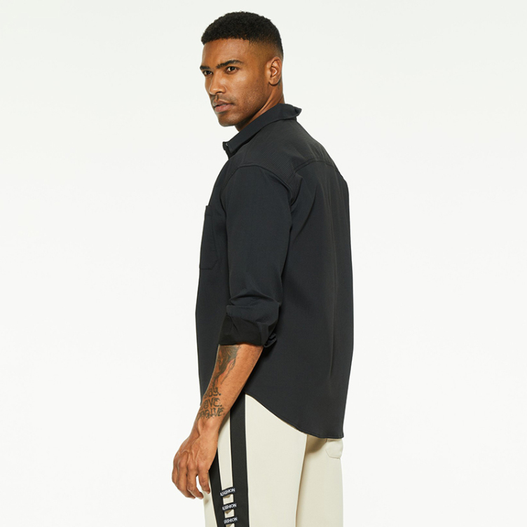 New long-sleeved lapel single color shirts