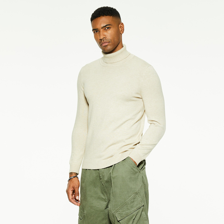 New high-neck versatile solid color slim sweater