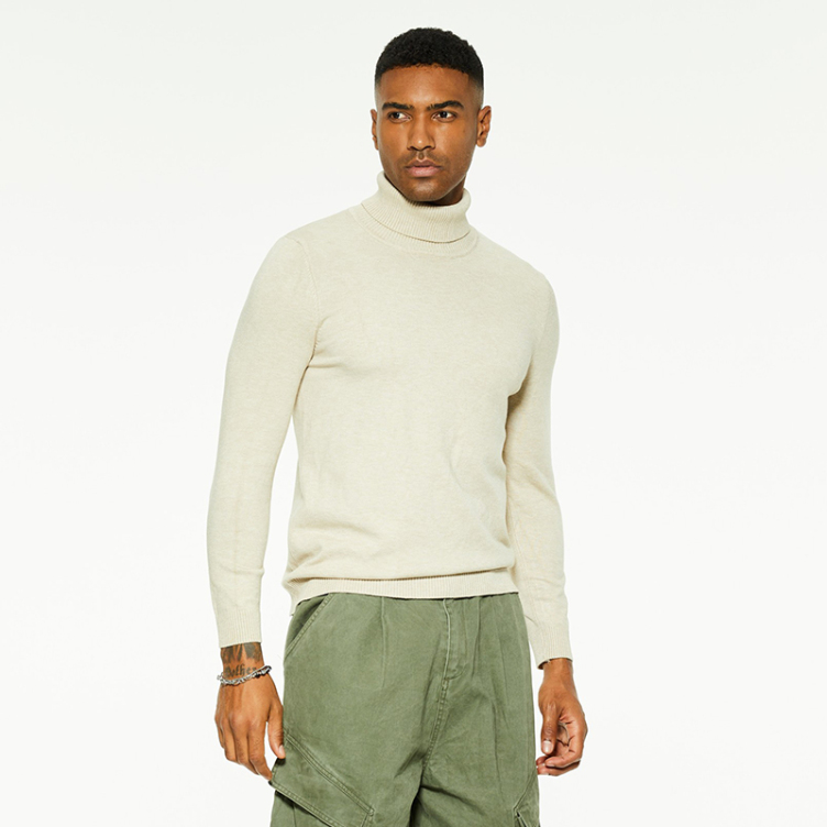 New high-neck versatile solid color slim sweater
