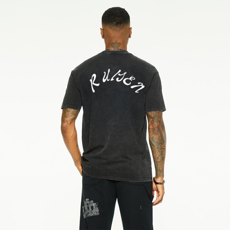 Washed American cotton solid color short sleeve T-shirtS