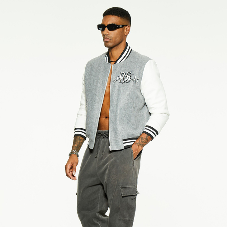 Color-matching baseball uniform knit loose jackets