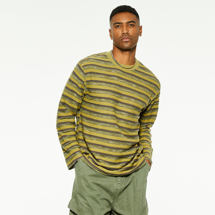 New color clashing stripes senior sense bottom T-shirts