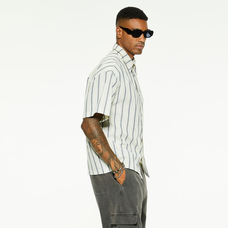 Short sleeve vintage loose striped shirts