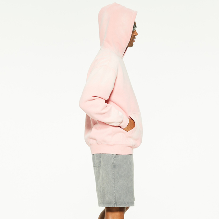 Pink small fresh washed kangaroo pocket hoodies
