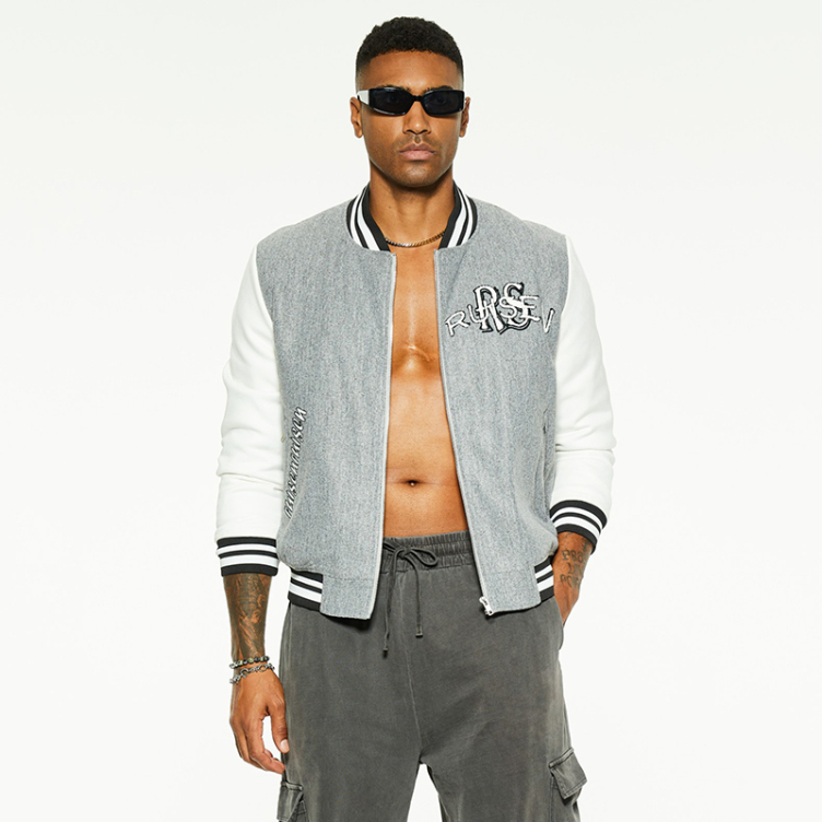 Color-matching baseball uniform knit loose jackets