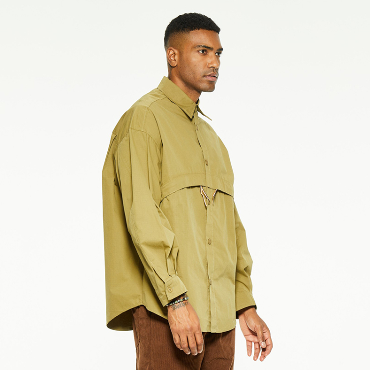 Outdoor silhouette function large-pocket cargo shirts