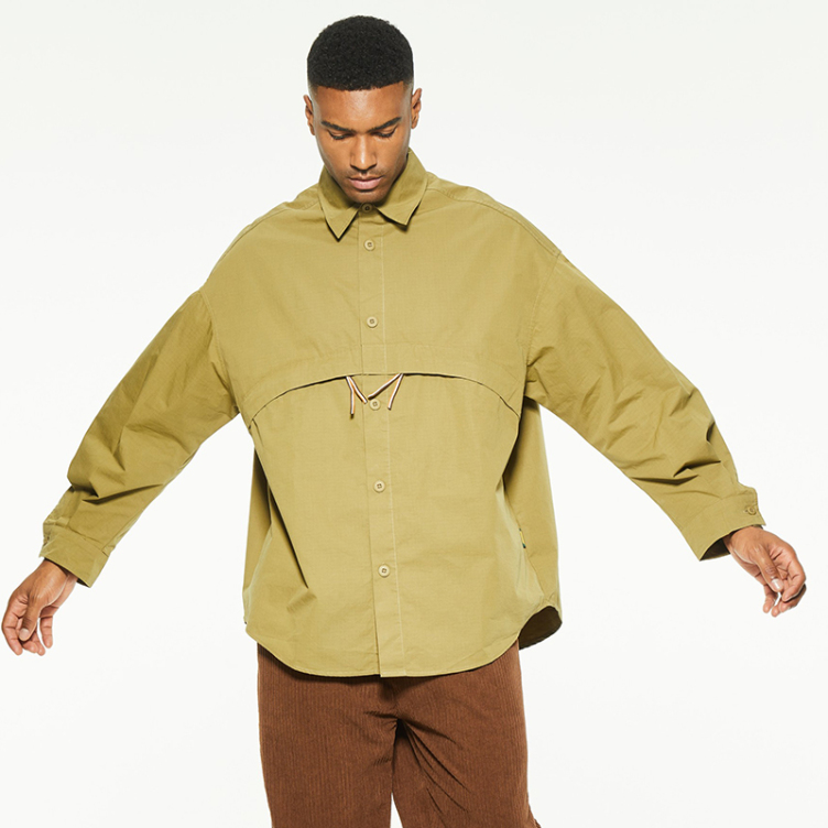 Outdoor silhouette function large-pocket cargo shirts