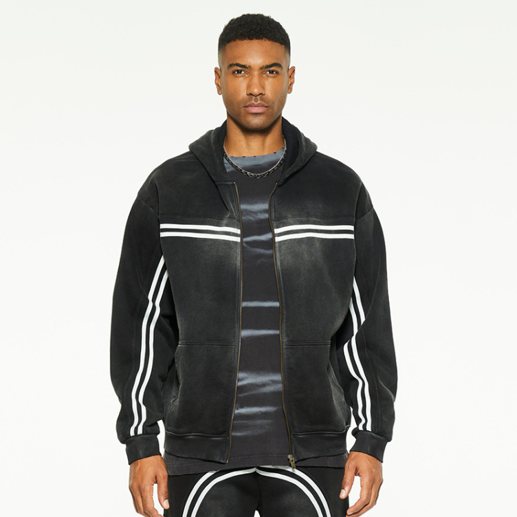 Loose casual jet horse hooded sweatshirt jackets