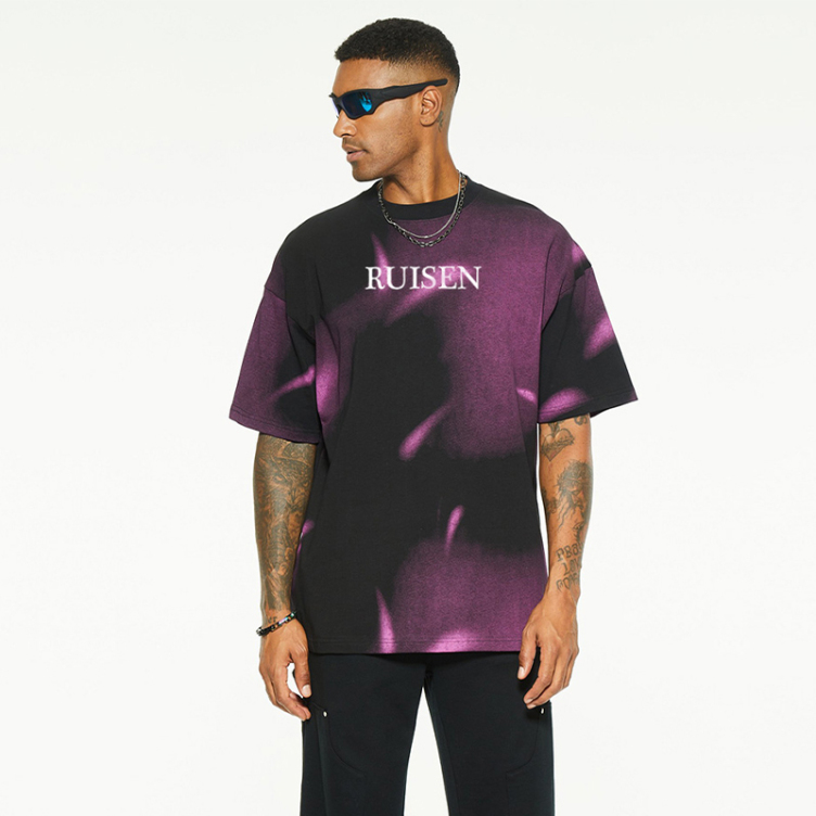 Washed pony American stripe loose casual T-Shirt