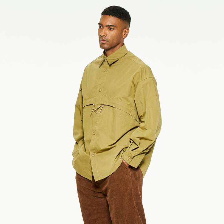 Outdoor silhouette function large-pocket cargo shirts