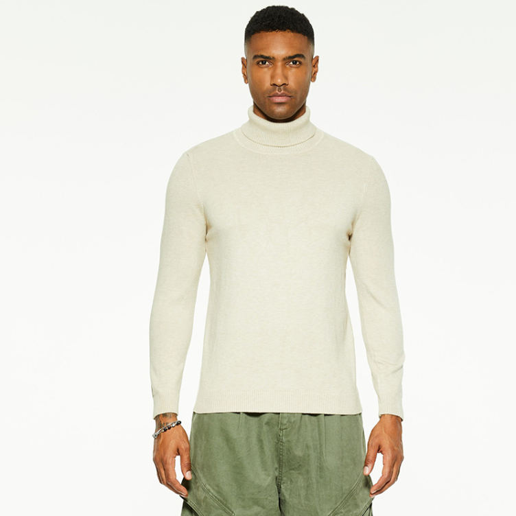 New high-neck versatile solid color slim sweater