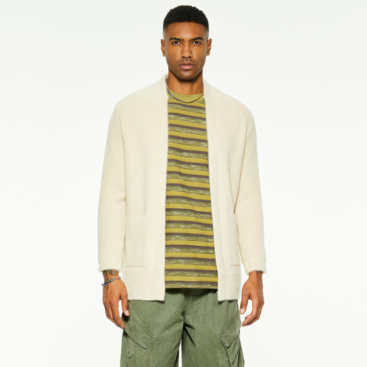 Solid color loose casual knit cardigan sweater