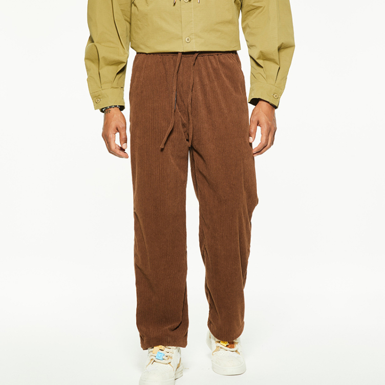 Corduroy lace-up wide leg pants