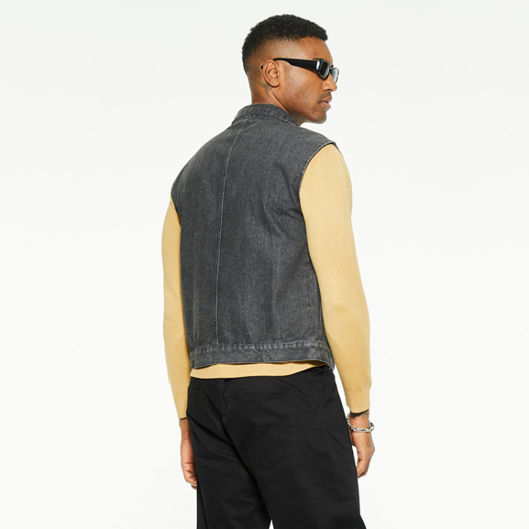 Simple slim fit denim vest