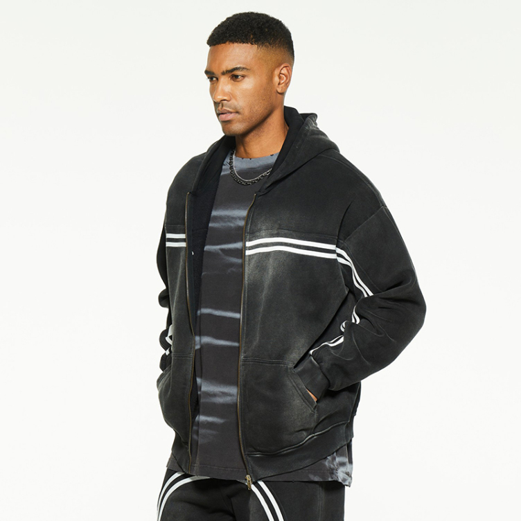 Loose casual jet horse hooded sweatshirt jackets