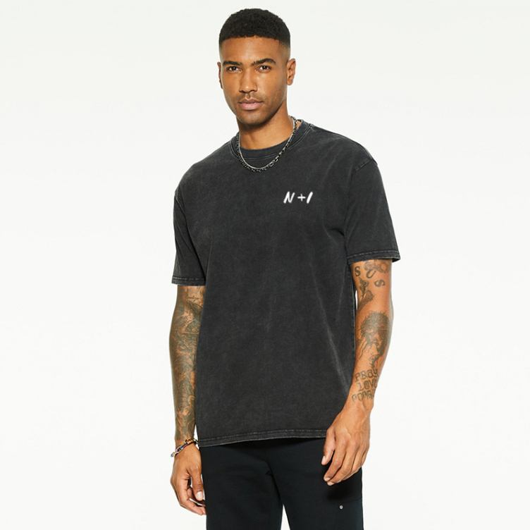 Washed American cotton solid color short sleeve T-shirtS