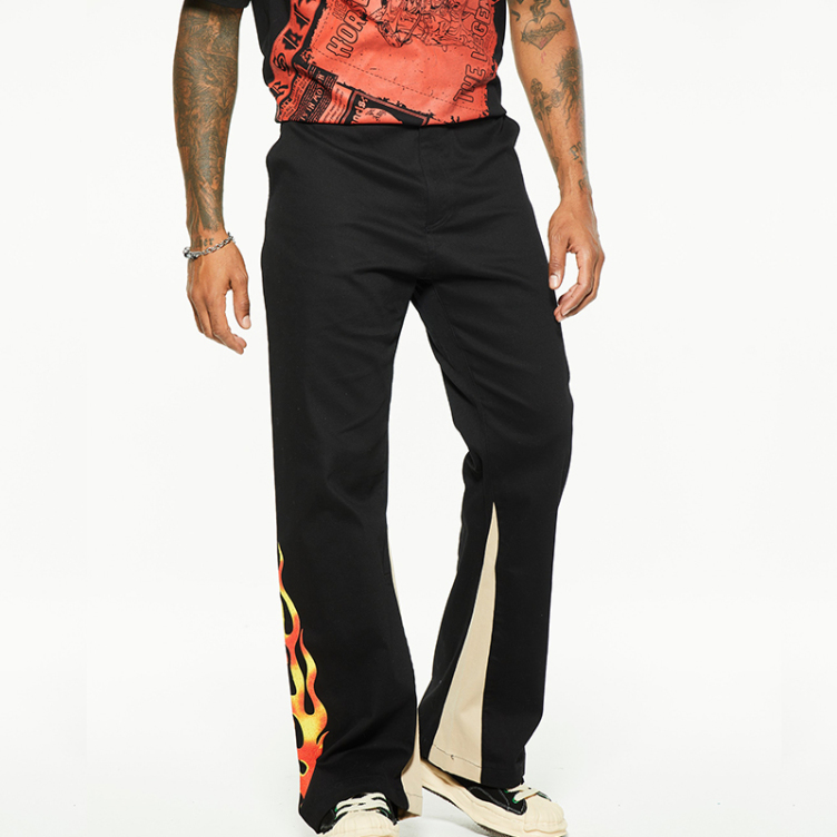 Flame micro flare personalized casual straight pants