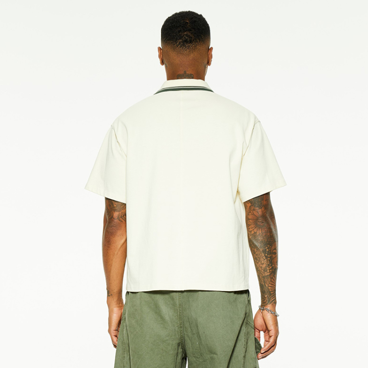 Cotton lapel hipster drop shoulder color collision polo shirts