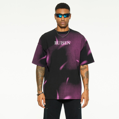 Washed pony American stripe loose casual T-Shirt