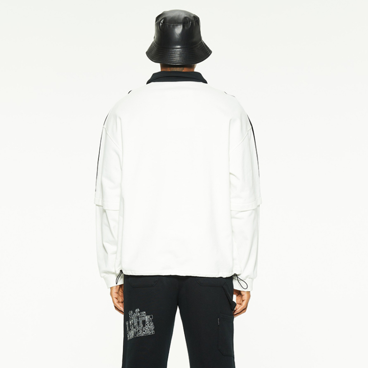 Lapel letter printed tide loose long sleeve T-shirts