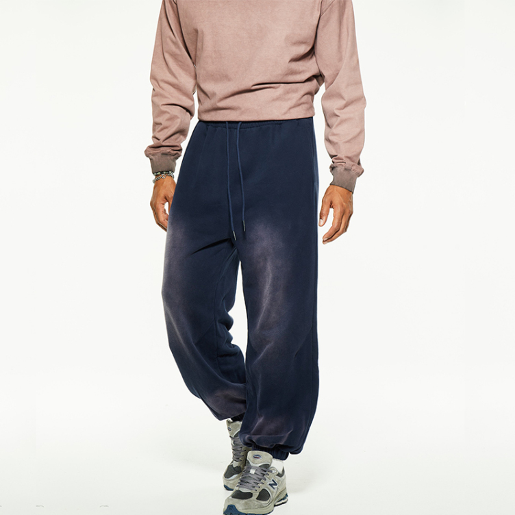 Fashion loose straight wash old casual drawstring pants