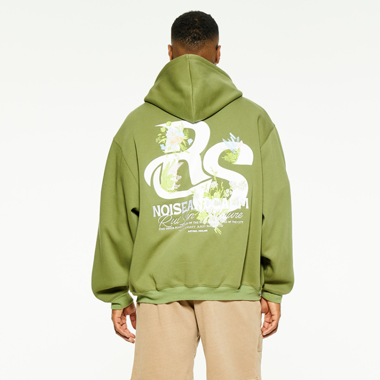 American hipster zip printed and embroidered hoodies