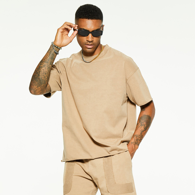 Drop-shoulder cotton short-sleeved T-shirts