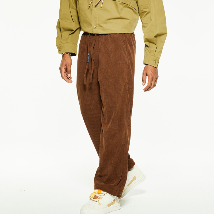 Corduroy lace-up wide leg pants